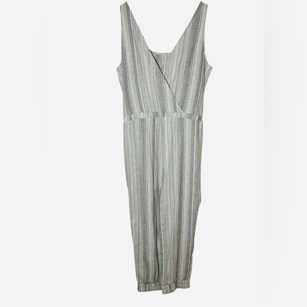 Anthropologie DREW Boho Lagen Look Linen Blend Striped Jumpsuit Size L - Picture 13 of 14